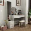 BJYXO 63" Makeup Vanity Desk with 3-Color Adjustable Touch Light,Wooden Mass Storage Vanity Mirror with 5 Drawers for Women Girls White