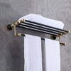 Towel Rack, Simple Bath Towel Rack Double-Layer Aluminum Alloy, Fashionable Black Gold Bathroom Rack Kitchen Bathroomniture Ornament