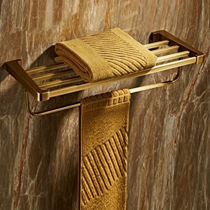 HIGOH Towel Racks,Bathroom Towel Rack Wall Mounted Towel Holder,All Copper Antique Towel Rack,European Retro Bath Towel Holder,Bathroom Wall Moun
