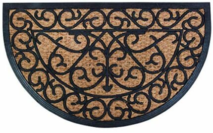 Esschert Design Rubber doormat/cocos halfround, RB07, Rubber and coir, 75x45x1 -