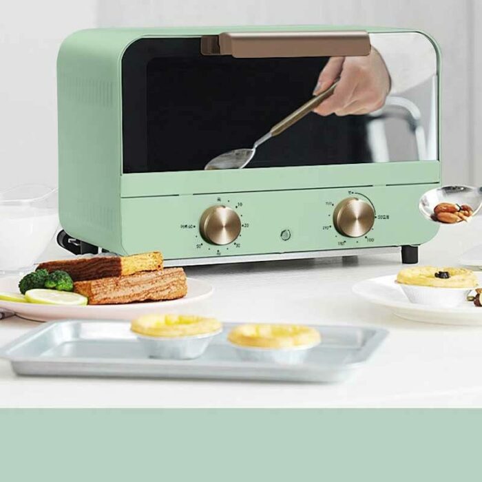 QUIM Electric mini Oven Multi-function Stainless Steel with Timer Bake Broil Includes Baking Pan and Rack toaster pizza