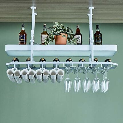 SUCHETA White Wine Rack With Light Box Adjustable Boom Hanging Wine Glass Holder Household Multifunctional Wine Rack Home Decoration