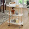 DINGZZ Home Three-layer Removable Dining Trolley Home Kitchen Storage Shelf Multi-function Utility Metal Cart (Color : Argento, Size : 1pcs)