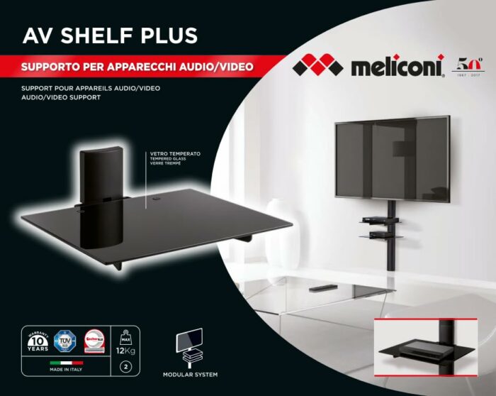 Meliconi 480517 SlimStyle AV Shelf Plus - Black