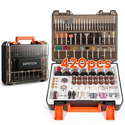 DEPSTECH Rotary Tool Accessories Kit, 420pcs Accessory Set, 1/8"(3.2mm) Diameter Shanks, High Performance Multi-use Universal Kit for Carving, Sa