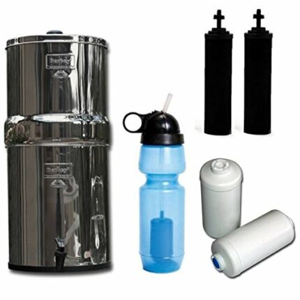 Berkey Travel Water Filter System, with Black Purifiers, Fluoride Filters & Sport Bottle (with filter)! Great for Camping