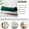 Bedroom Bench Velvet Upholstered Bench Seat,Luxurious End Of Bed Bench With Golden Legs,Comfybench Multifunction,Green,100X46X55Cm