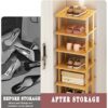 Bamboo Shoe Rack - Vertical Shoe Rack for Small Spaces, Tall Narrow Shoe Rack Organizer for Closet Entryway Corner Garage and Bedroom,Skinny Shoe
