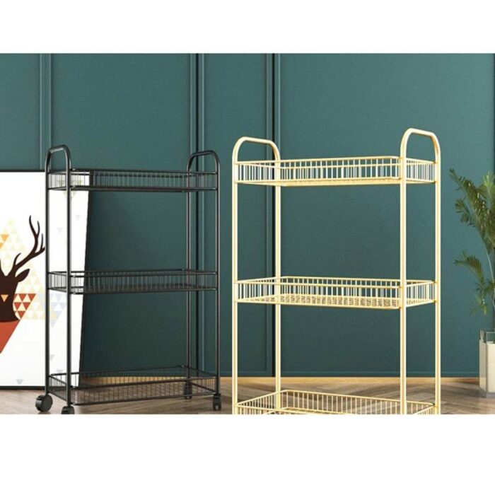 THYKL Cart Rack Living Room Storage Rack Bathroom Kitchen Floor Rack with Wheels (Color : D, Size : 76cm*40cm)
