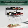 Wine Rack Wall Mounted with Wine Glasses Rack Horizontal Wine Bottle Glass Holder for 8 x Glasses and 8 x Wine Bottles