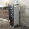 Bathroom Floor Cabinet Narrow Tall Slim Storage Tower, Sturdy Frame Narrow Toilet Paper Storage Cabinet with Clear Drawers and Casters for Small