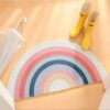 Welcome Door Mat Half Round Area Rug Cute Sun Printing Door Mat Outdoor Non Slip Absorbent Floor Mat Entrance Doormat for Patio,Home,Classrom,17.
