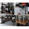 EYLINK Vintage Wall Hanging Wine Rack with Glass Holder and Bottle Shelf, Industrial Wall Mounted Wine Glass Rack, Stemware Goblet Holder Upside