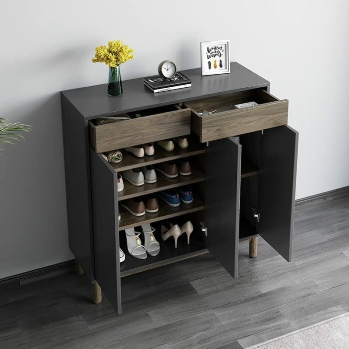 TJLSS Nordic Wooden Simple Shoe Cabinets Thin Design Entrance Vertical Wooden Shoe Home Furniture