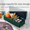 Velvet Storage Bench Rectangular Sofa Stool, Modern Tufted Button Storage Ottoman Benches, Upholstered Bench Seat with Gold Metal Legs, for Bedro