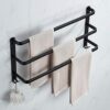 XHALERY Black Towel Rack For Bathroom Wall Mounted Space Aluminum Towel Rail With Hooks Three-bar Ladder Bathroom Towel Bar Holder 40CM (Size : 4