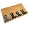 Black Ginger Decorative Coir Door Mat with 4 Wellington Boots Design, Hardwearing and Durable, 75 x 45 cm