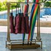WALNUTA Metal 12-Slot Freestanding Umbrella Stand Storage Rack with Hooks and Removable Drip Tray