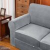 subrtex 3-Seater Stretch Velvet Couch Sofa Cover with Separate Cushion Soft Sofa Slipcover with Elastic Straps for Modern Plush Furniture Protect
