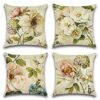 Artscope Set of 4 Waterproof Cushion Covers 45x45cm, Decorative Flamingo and Pink Flowers Pattern Throw Pillow Covers, Perfect to Outdoor Patio G