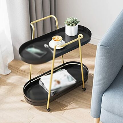 BHVXW Living Room Sofa Side Home Balcony Movable Small Push Kitchen Storage Rack (Color : Argento, Size : 62.5CM*60CM)
