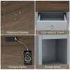 ChooChoo Nightstand with Charging Station, Wooden Top Bedside Table with Drawer and Storage Space for Bedroom, Grey