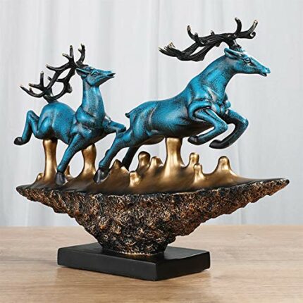 HUANGXING - Sculpture Accent Lucky Shuanglu Decoration New Chinese Living Room Wine Cabinet Deer Ornament Housewarming New Home Wedding Gift feng