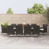 vidaXL Garden Dining Set 11 Piece, Table and Chairs with Cushions, Outdoor Lounge Set for Patio, Dinner Table Set, Modern Style, Black Poly Ratta