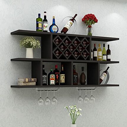 SUCHETA Wooden Wine Racks Wine Cabinet, Wall-Mounted Simple And Modern Dining Room Rack, Decorative Wine Rack, Living Room Home Solid Wood Creati