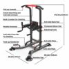 WSHA Power Tower Adjustable Pull Up Bar Station Strength Training Workout Equipment for Home Gym, Loading 220 lbs