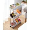 BETTER ANGEL XING Slim Storage Cart 3 Tier Mobile Shelving Unit Organizer Slide Out Storage Rolling Utility Cart Tower Rack For Kitchen Bathroom