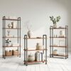Barnyard Designs Furniture 3-Tier Etagere Bookcase, Solid Pine Open Wood Shelves, Rustic Modern Industrial Metal and Wood Style Bookshelf, Brown,