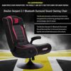 BraZen Serpent 2.1 Bluetooth Surround Sound Gaming Chair Foldable Pu Leather Seat with Pedestal Base - Pink