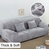 Thick Sofa Covers 1/2/3/4 Seater Pure Color Sofa Protector Velvet Easy Fit Elastic Fabric Stretch Couch Slipcover size 2 Seater:145-185cm (Light
