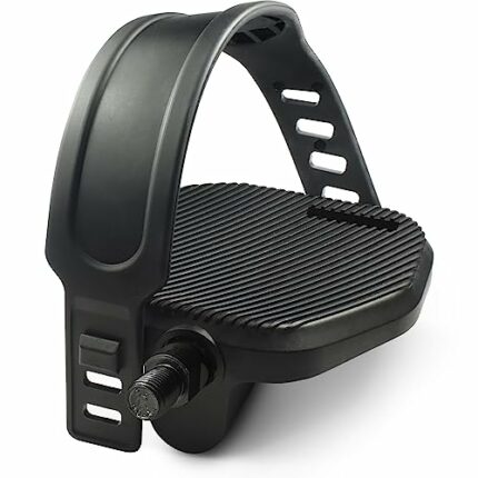 MARQUE Exercise Bike Pedals with Straps - 1/2 & 9/16 inch Thread Compatible with Peloton Bike, Nordictrack, Stationary Bike & Indoor Cycling - Ri