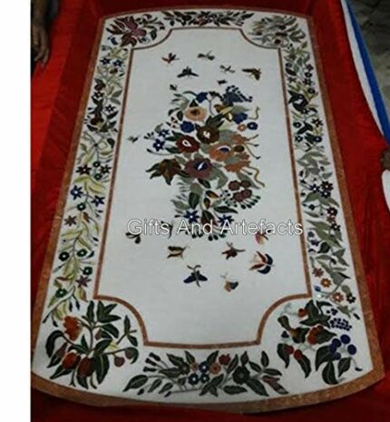 36 x 72 Inches Elegant Look Coffee Table Top for Office Furniture Decor White Marble Dining Table from Indian Vintage Art and Crafts