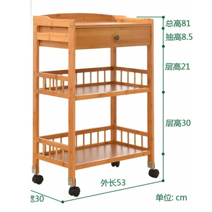SLNFXC Removable Dining Cart 3-tier Dining Cart Small Living Room Cart Kitchen Storage Rack (Color : Argento, Size : 81CM*53CM)