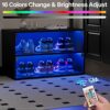 CHF DPT Sneaker Storage with LED Lights for Up To 6 Pairs of Shoes, Shoe Case Display with Glass Door, Clear Shoe Boxes Stackable and Wooden Show