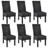 vidaXL 6x Dining Chair Kubu Rattan and Mango Wood Black Kitchen Furniture Seat