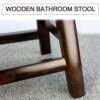 VIrov Black Wooden Bath Stool Non-slip Bathtub Spa Wood Shower Stool Waterproof Living Room Kitchen Office Garden Change Shoes Stools for Elderly