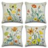 Artscope Set of 4 Waterproof Cushion Covers 45x45cm, Decorative Flamingo and Pink Flowers Pattern Throw Pillow Covers, Perfect to Outdoor Patio G