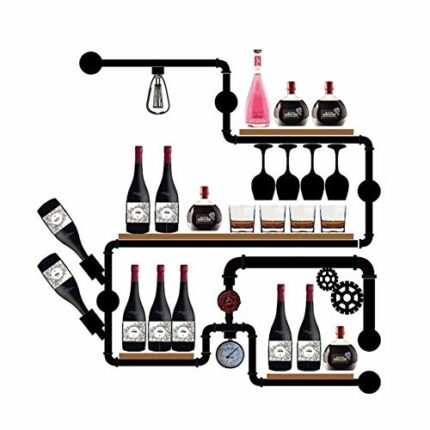 NEOCHY Wine Rack Modern Wall-Mounted Retro Living Room Kitchen Bar Decoration Goblet Hanging Storage