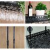 Wine racks Home/Bar Retro Metal Vintage with Glass Holder, Wall Mounted Hanging Wine Bottle Holder, Adjustable Industry Wine Shelf, for Cabinet B