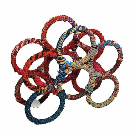 IHI EST. 1986 India Handicrafts 15013 6-Bottle Rainbow Multicolor 12 x 11.5 Inch Iron and Jute Tabletop Wine Rack Stand