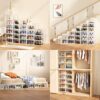 AVGXC Clear Plastic Stackable Shoe Boxes, 12 Pack Shoe Storage Boxes with Lids, Transparent Shoe Organizers for Closet, Space-Saving Shoe Contain