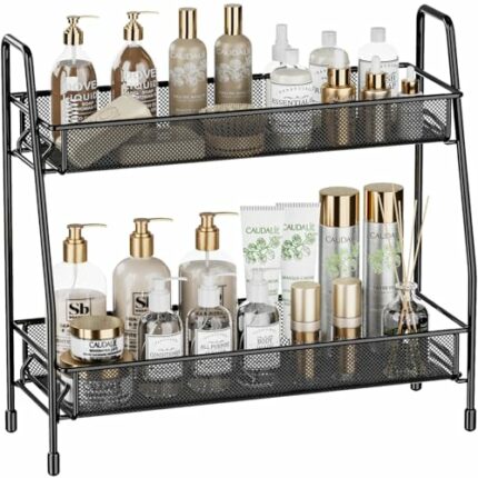 EKNITEY 2 Tier Bathroom organiser - 17D x 36W x 33H CM Small Bathroom Counter Storage Kitchen Storage & Organisation for Countertop Home and Offi