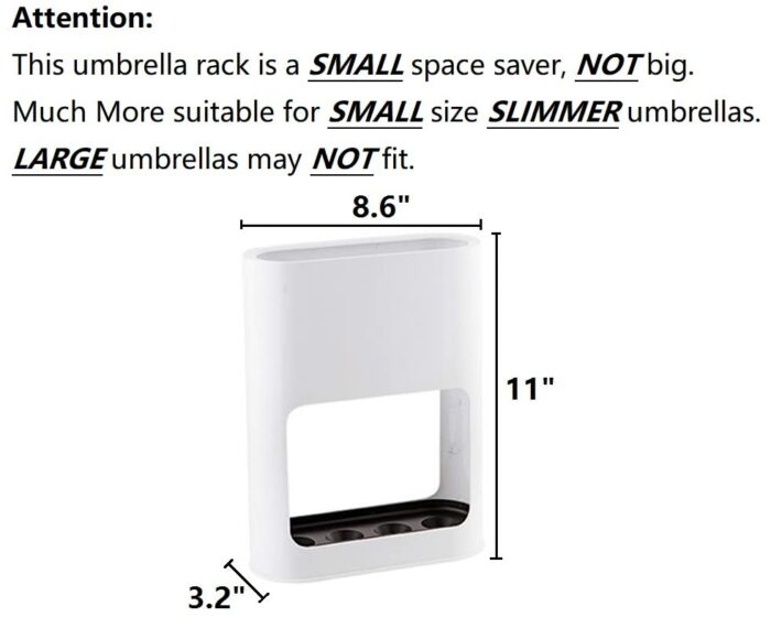 GeLive Small Umbrella Stand Rack Cane Holder with Drip Tray, Space Saving Organizer, Home Office Decor (White)