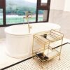 BHVXW Kitchen IslandsFurniture Mobile Table Wine Dining Car Designer Golden Glass Storage Trolley (Color : D, Size : 1pcs)