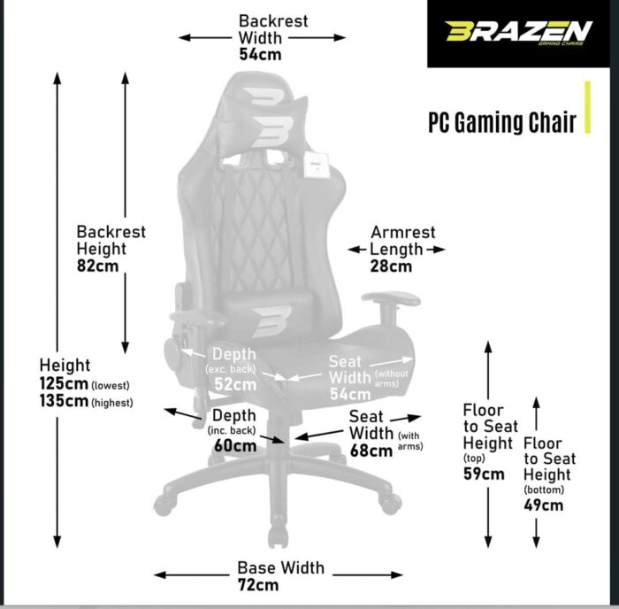 BraZen Venom Elite Esports PC Computer Office Ergonomic Gaming Chair - Black - for Adults from the largest UK owned gaming chair brand