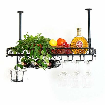 Stylish Simplicity Wine Rack Creative Display Stand Ceiling Wine Rack Household Goblet Rack Vintage Wrought Iron Wine Rack - Restaurant Kitchen B